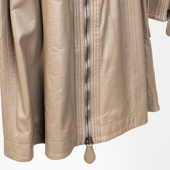 Burberry Taupe Grey Brown Leather Moto Trench Coat - Picture 9 of 13